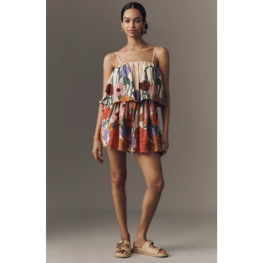 FARM RIO Tiered Floral Mini Dress Size Large - Picture 2 of 6